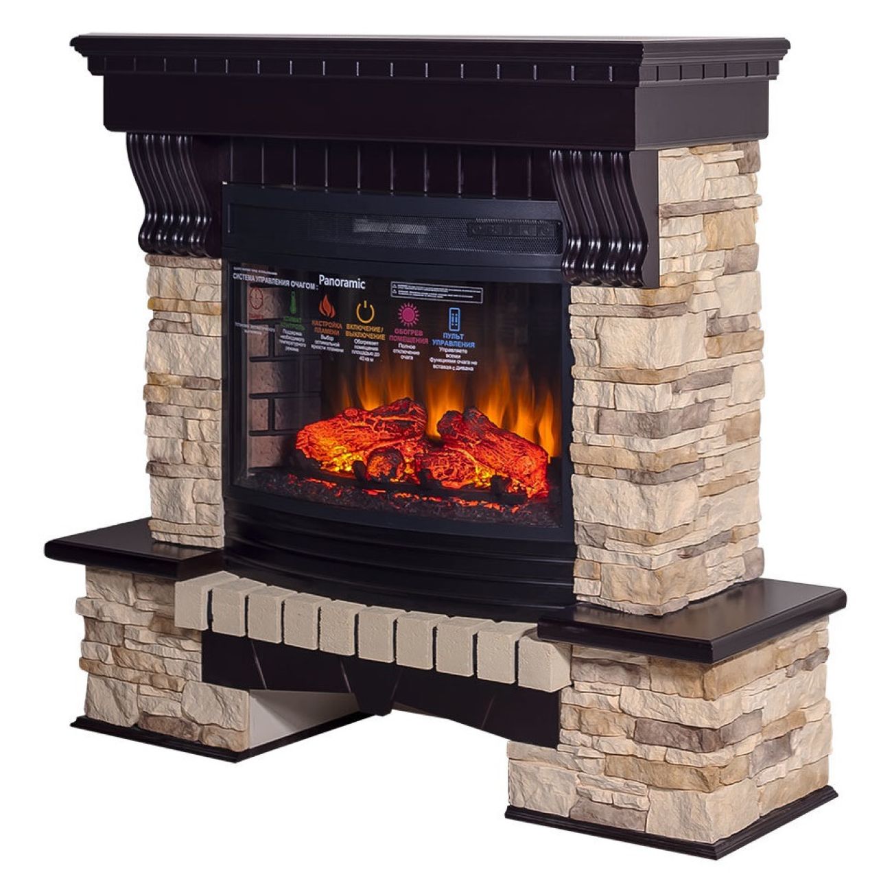 Камин электрический Inter Flame Экстер Прованс Темный Дуб с очагом Panoramic 25