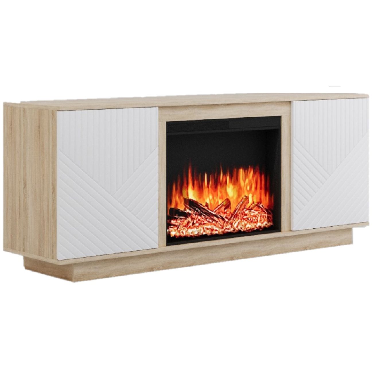 Тумба с камином ELEKAM Pulsar 23B Oak белый