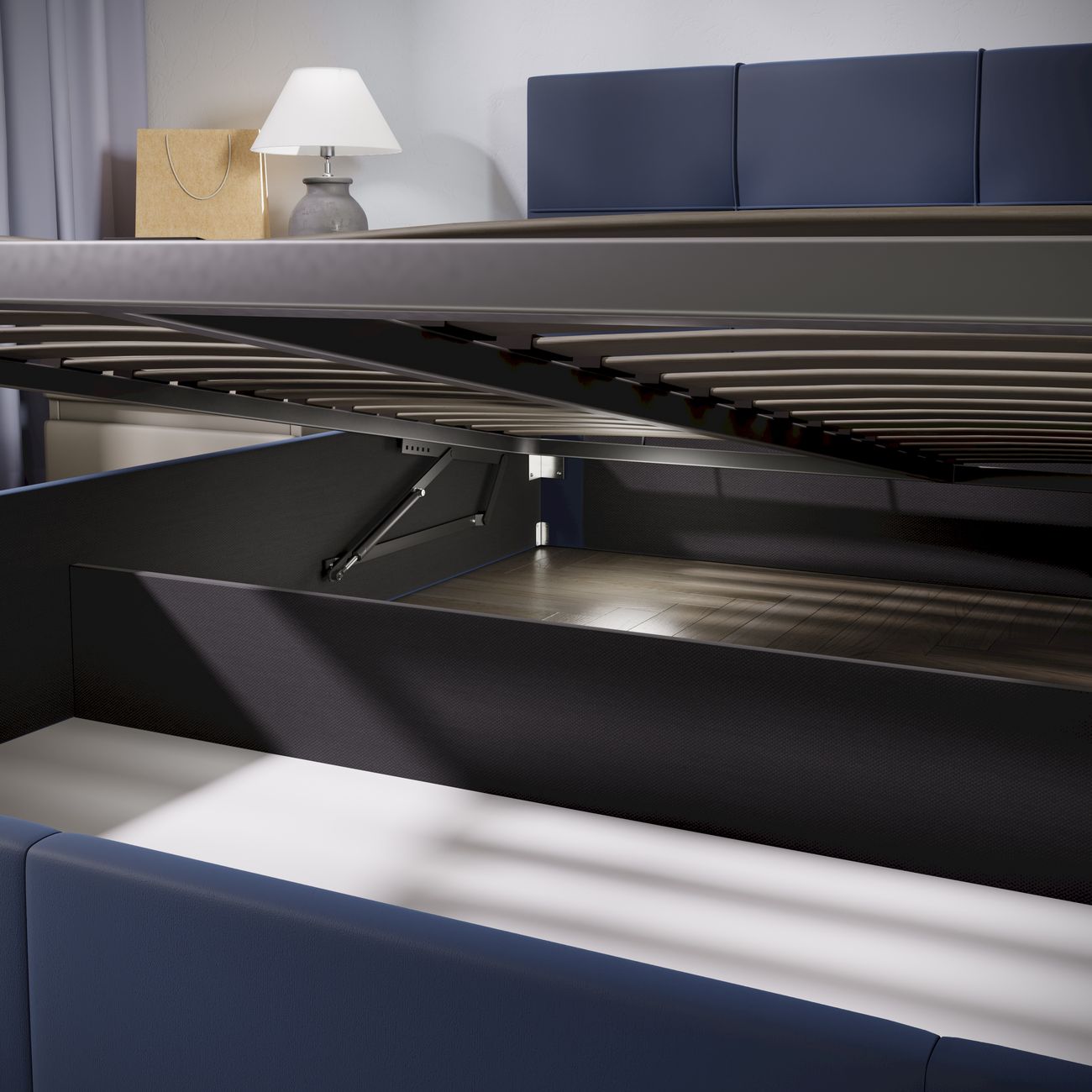 Кровать с подъемным механизмом Трия Лора (1600) Велюр Confetti Blue