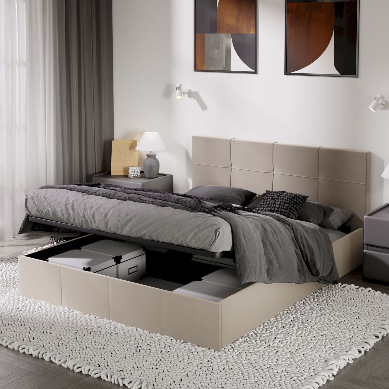 Кровать с подъемным механизмом Трия Лора (1600) Велюр Confetti Cream