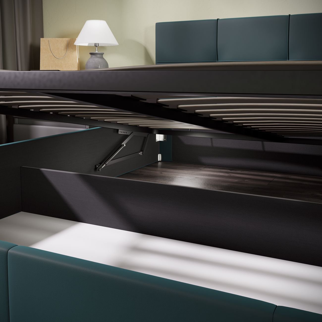 Кровать с подъемным механизмом Трия Лора (1600) Велюр Confetti Izumrud