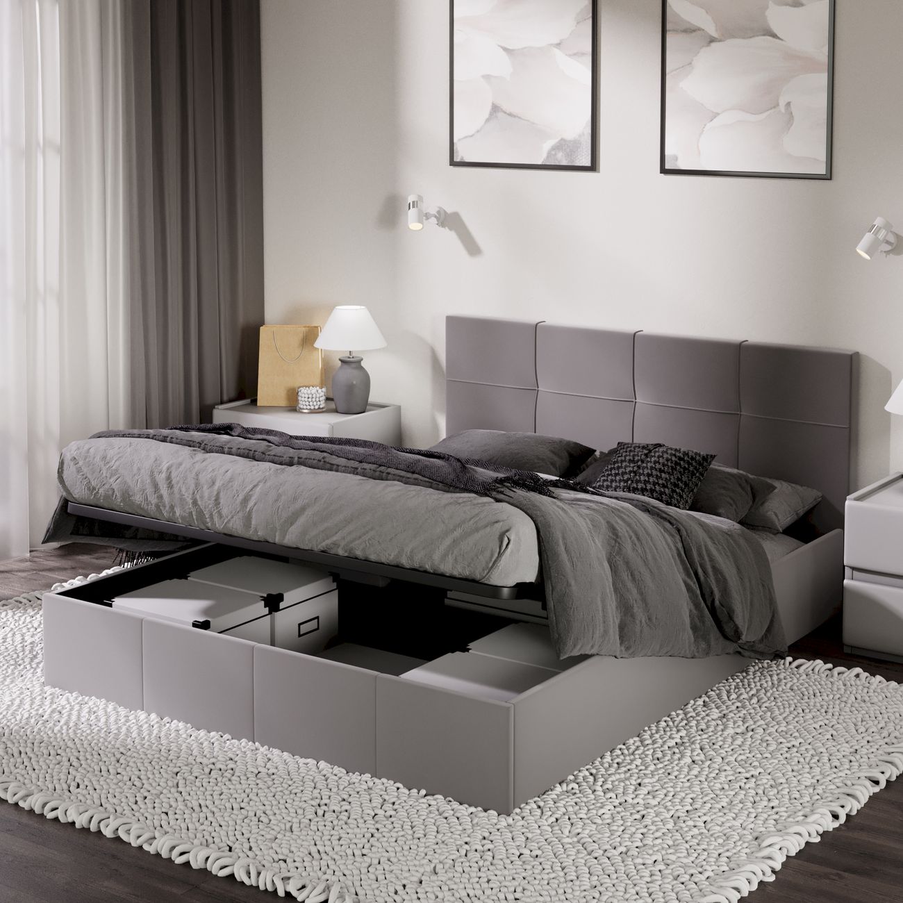 Кровать с подъемным механизмом Трия Лора (1600) Велюр Confetti Silver