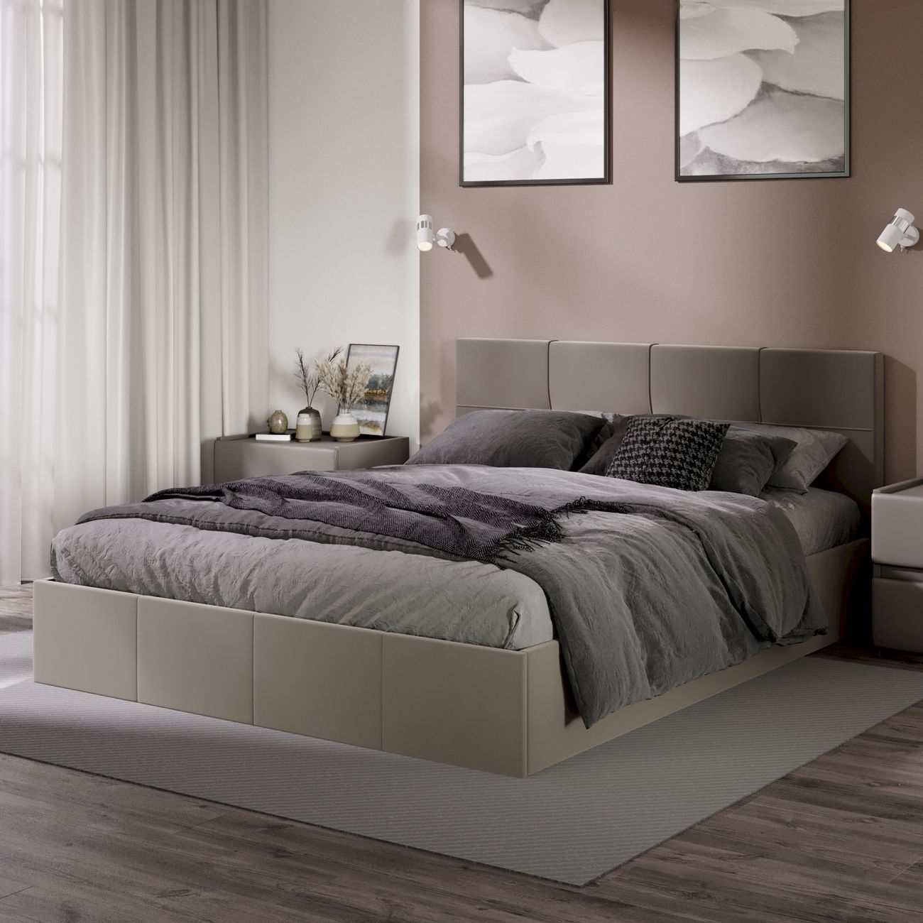 Кровать с подъемным механизмом Трия Лора (1600) Велюр Smoke