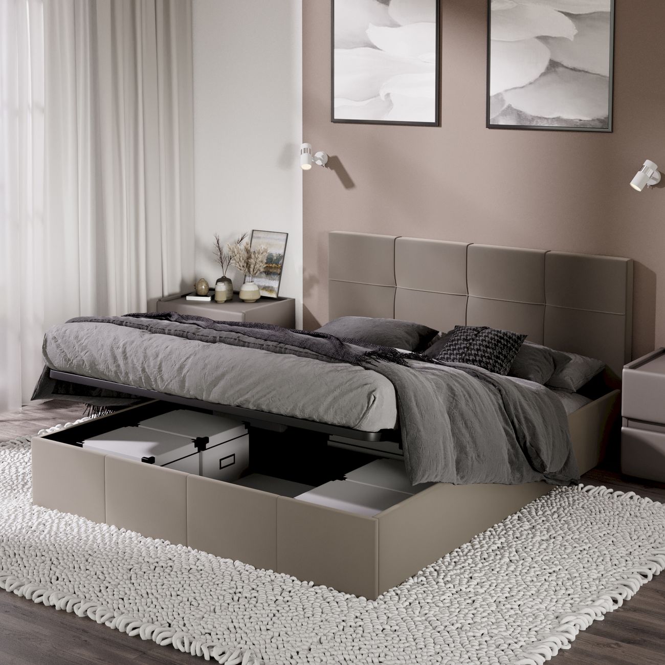 Кровать с подъемным механизмом Трия Лора (1600) Велюр Smoke