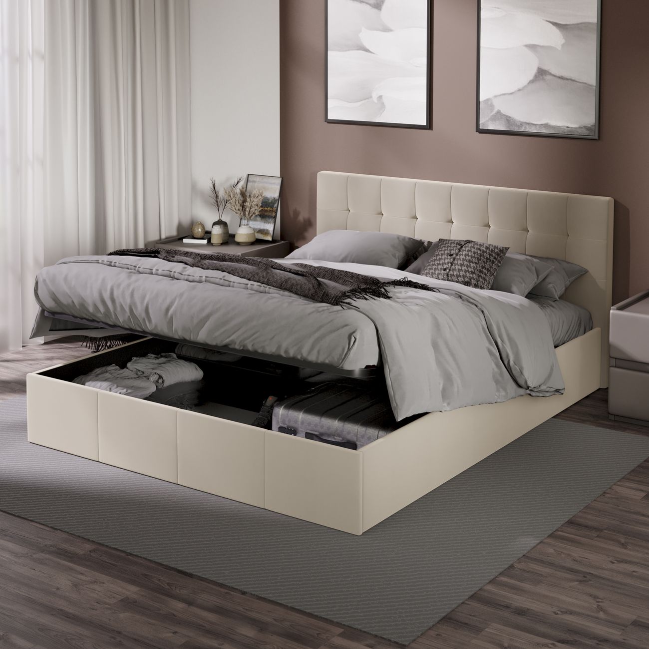 Кровать с подъемным механизмом Трия Эмма (1600) Велюр Confetti Cream