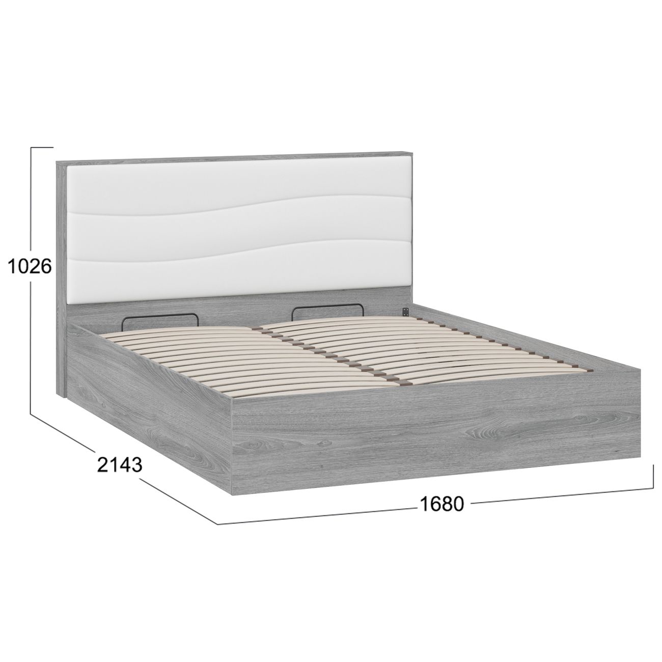 Кровать с подъемным механизмом Трия Миранда (1600) Дуб Гамильтон/Белый глянец