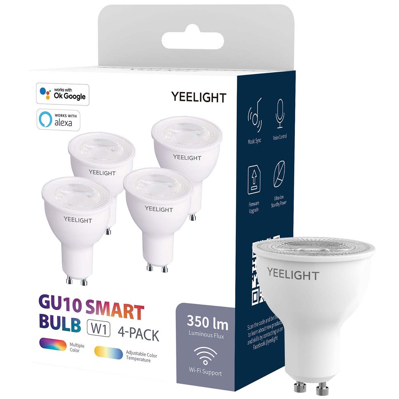 Умная лампочка Yeelight YGYC0120004WTEU GU10 Smart bulb Multicolor 4 шт.