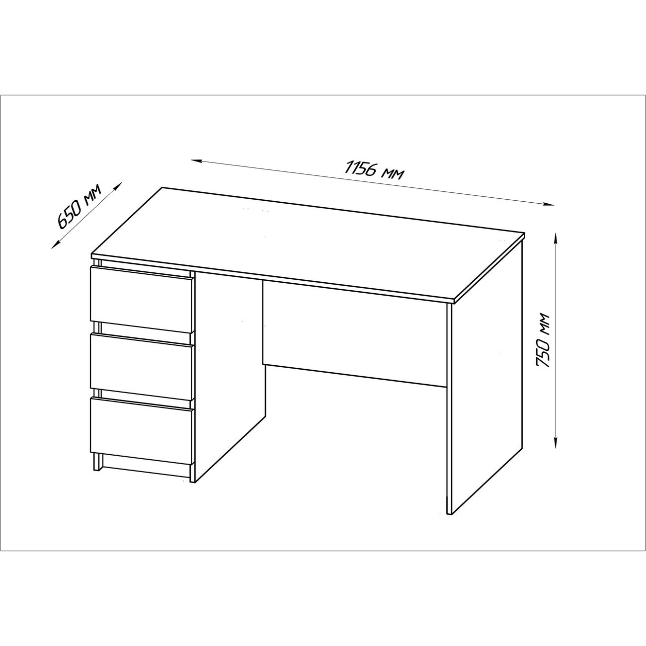 Стол письменный Гуд Лакк Кастор 3 ящика 116х65 см белый