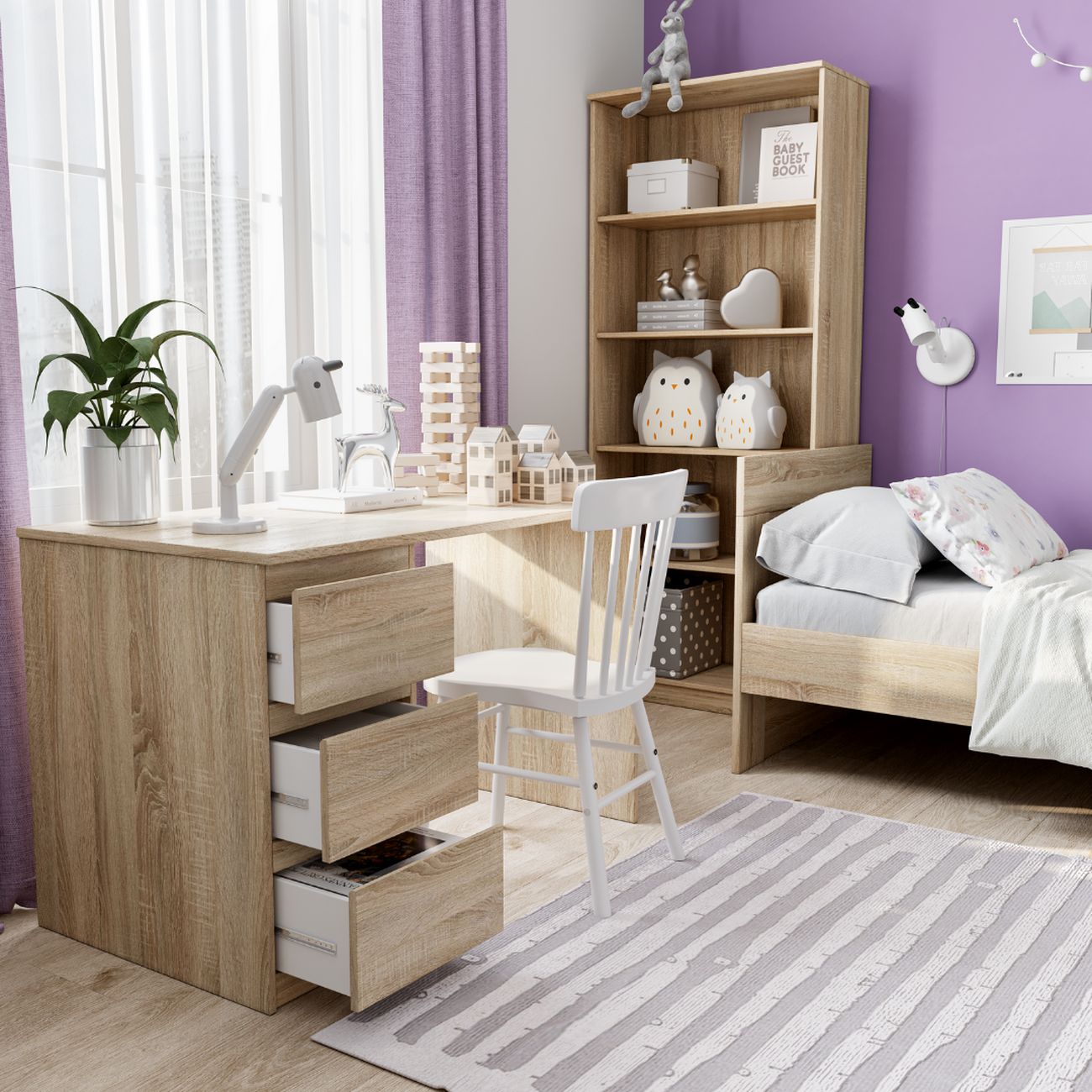 Стол письменный Гуд Лакк Кастор 3 ящика 116х65 см дуб сонома