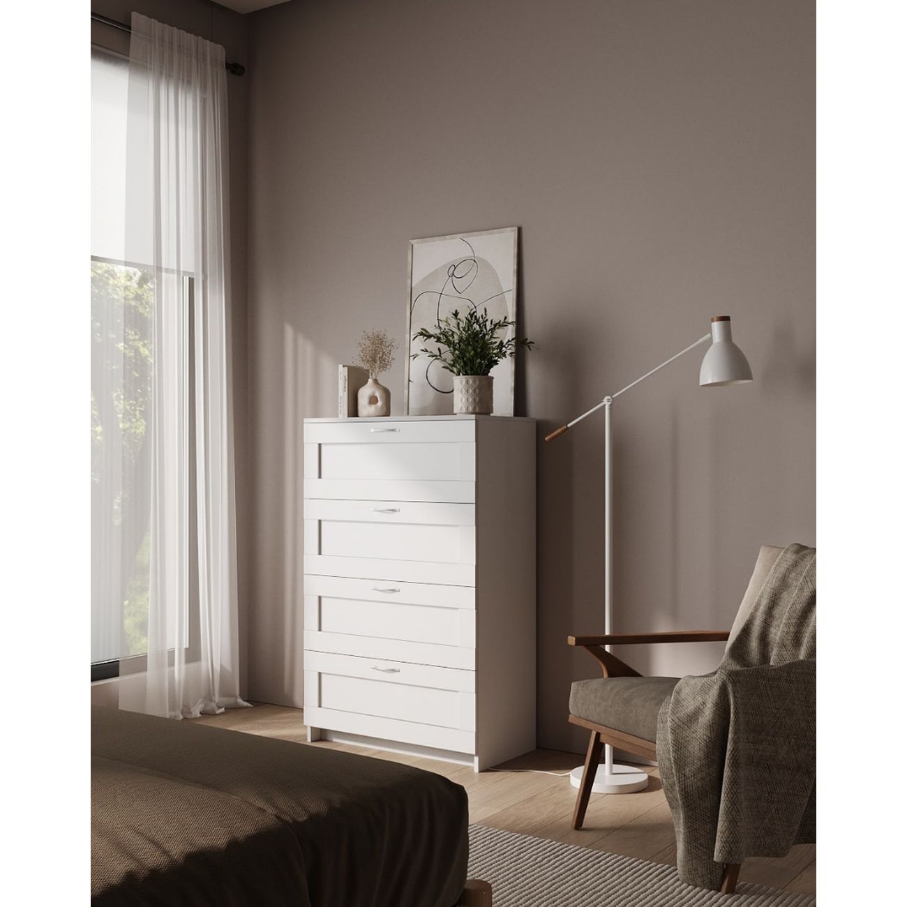 Комод бельевой Гуд Лакк Сириус 4 ящика белый