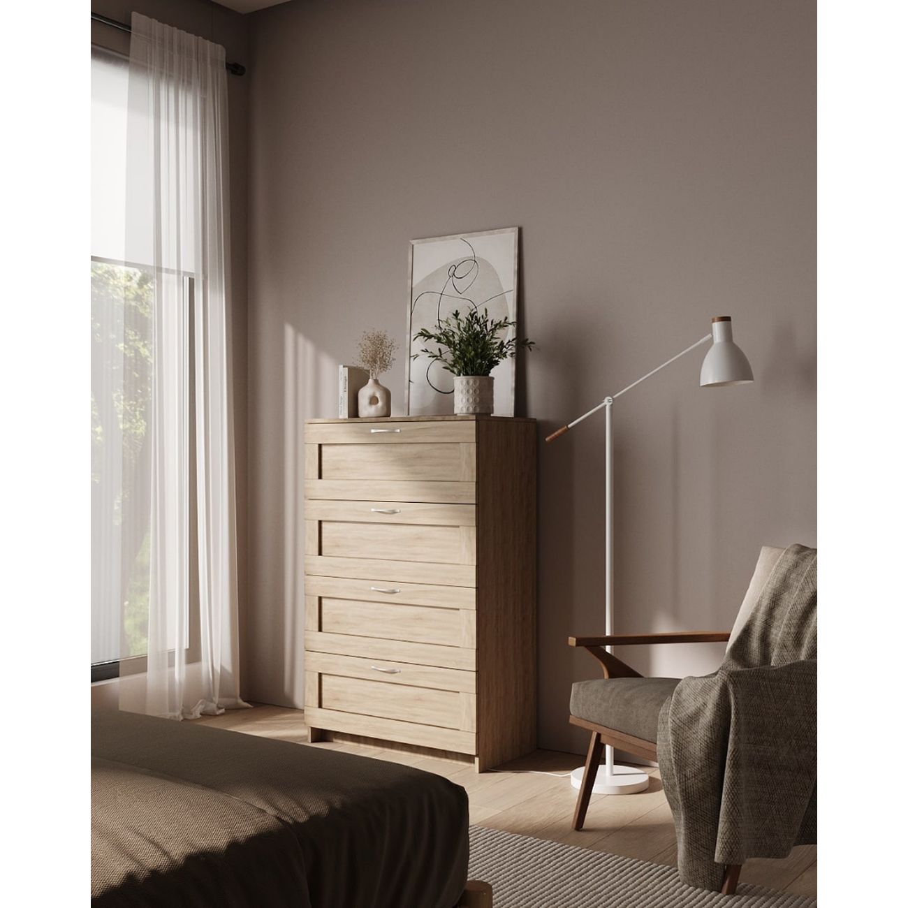 Комод Гуд Лакк Сириус 4 ящика, дуб сонома