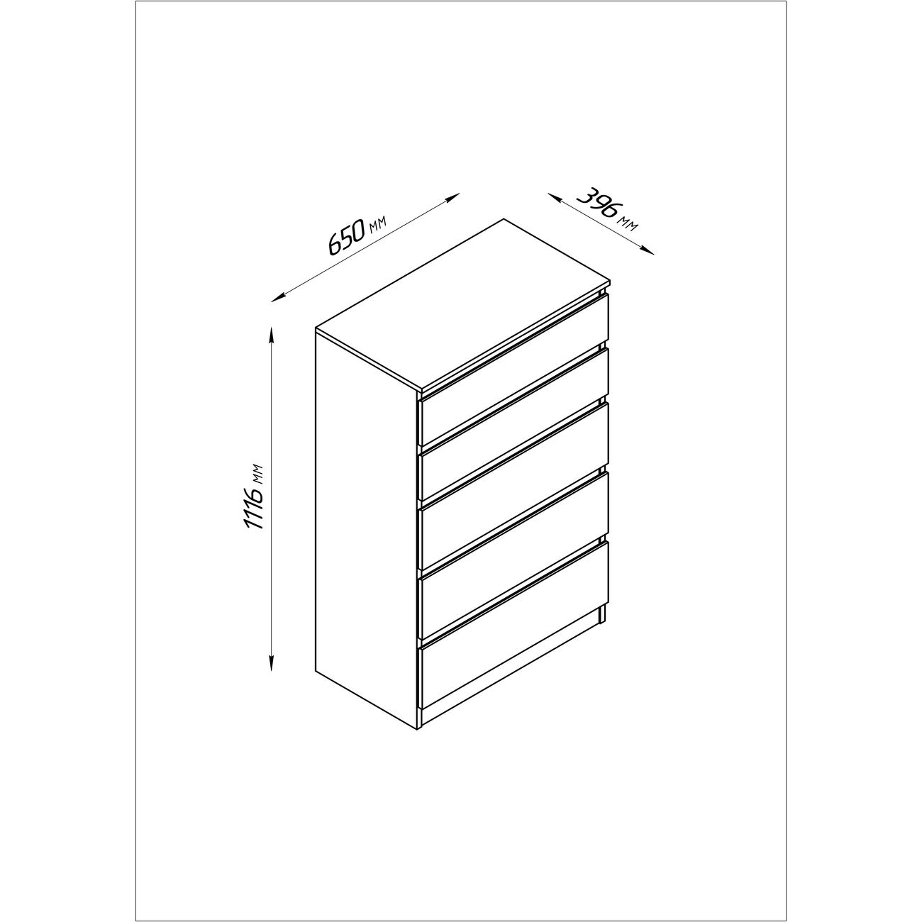 Комод Гуд Лакк Кастор 5 ящиков, дуб сонома