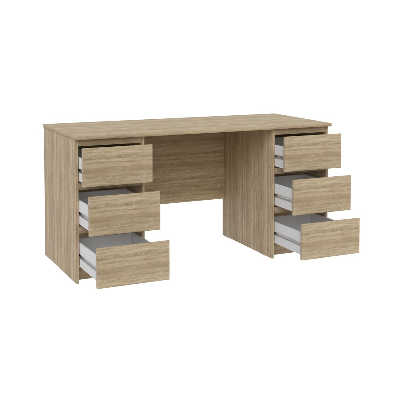 Стол письменный Гуд Лакк Кастор 6 ящиков 151х65 см дуб сонома