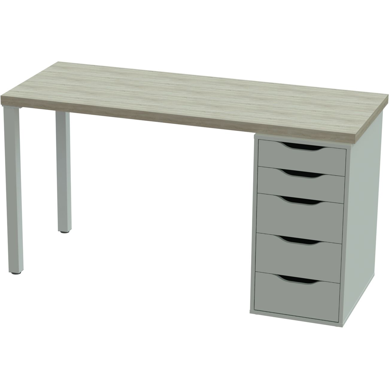 Стол письменный Гуд Лакк Ингар 2/5Т 140x75x55 дуб беленый/белый