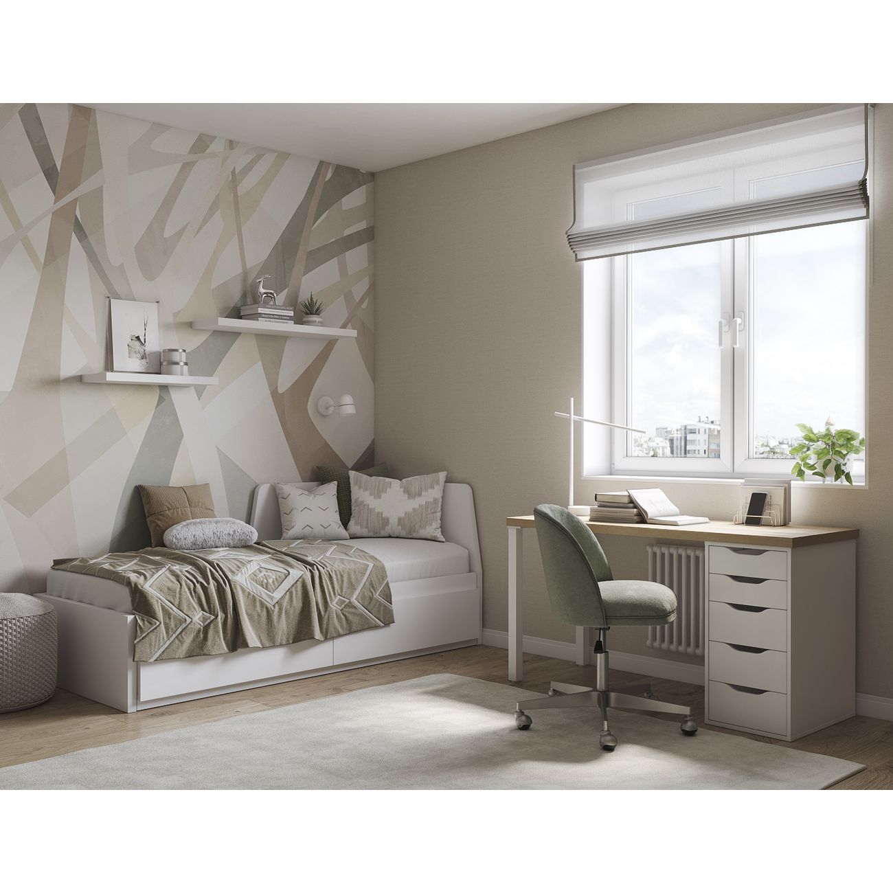 Стол письменный Гуд Лакк Ингар 2/5Т 140x75x55 дуб беленый/белый