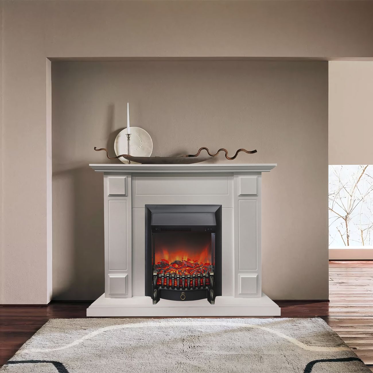 Камин электрический RealFlame TURIN STD/EUG WT + FOBOS LUX