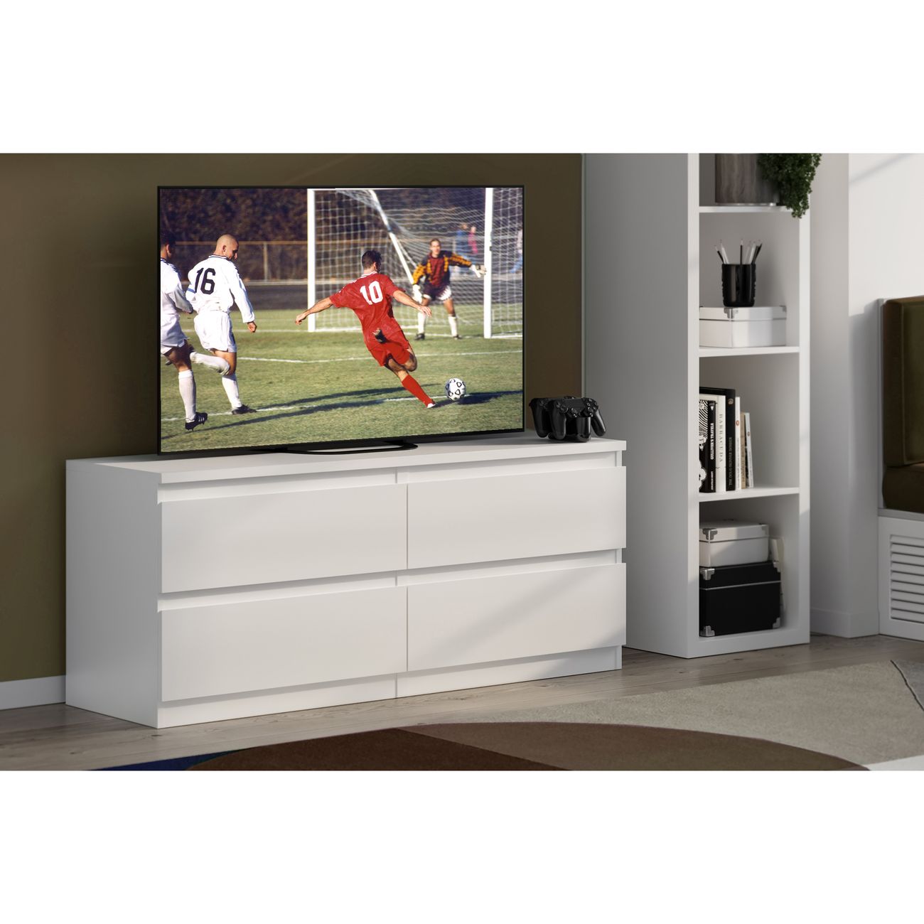 Тумба под телевизор Гуд Лакк КАСТОР 4 ящика, белый