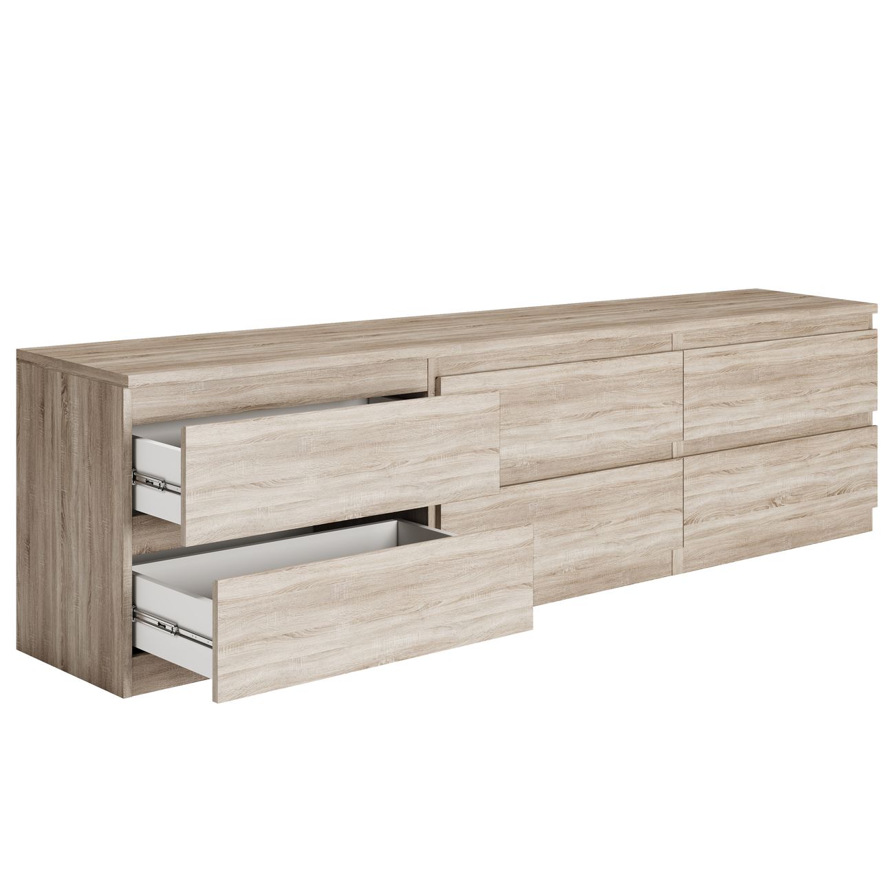 Тумба под телевизор Гуд Лакк Кастор 6 ящиков, дуб сонома