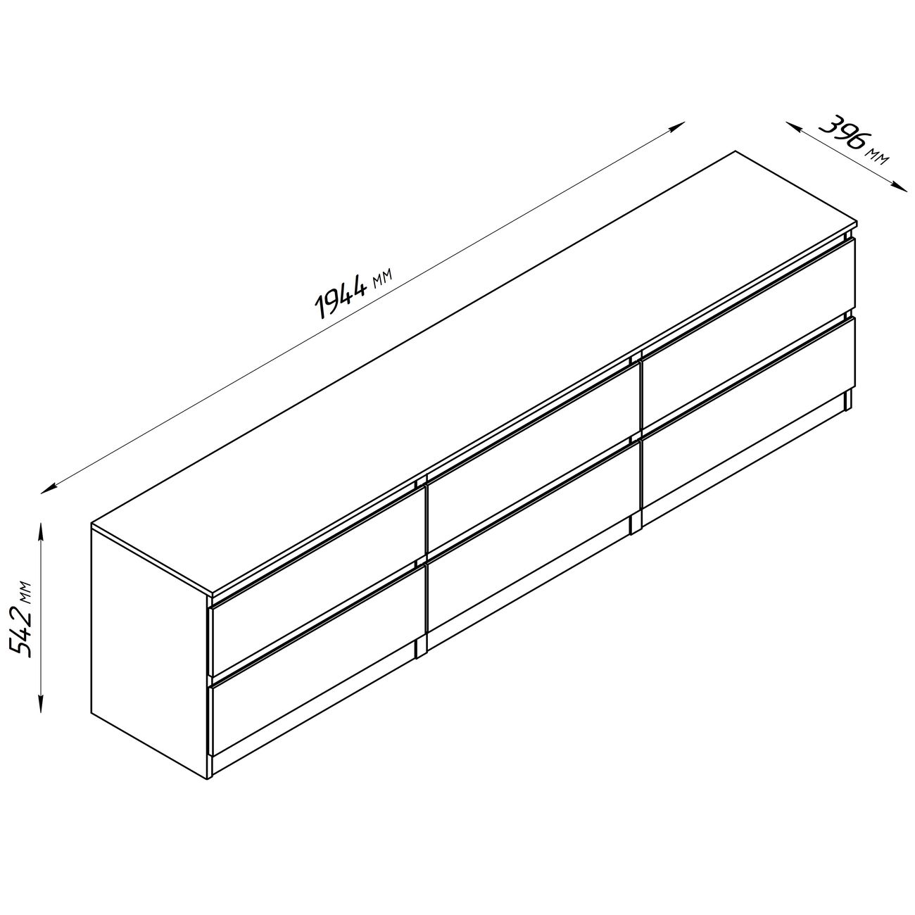 Тумба под телевизор Гуд Лакк Кастор 6 ящиков, дуб сонома