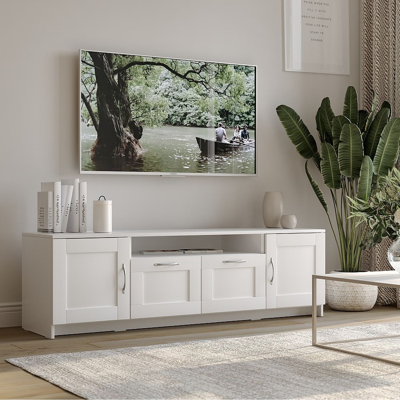 Тумба под телевизор Гуд Лакк Сириус 2 двери и 2 ящика 156х47 белый