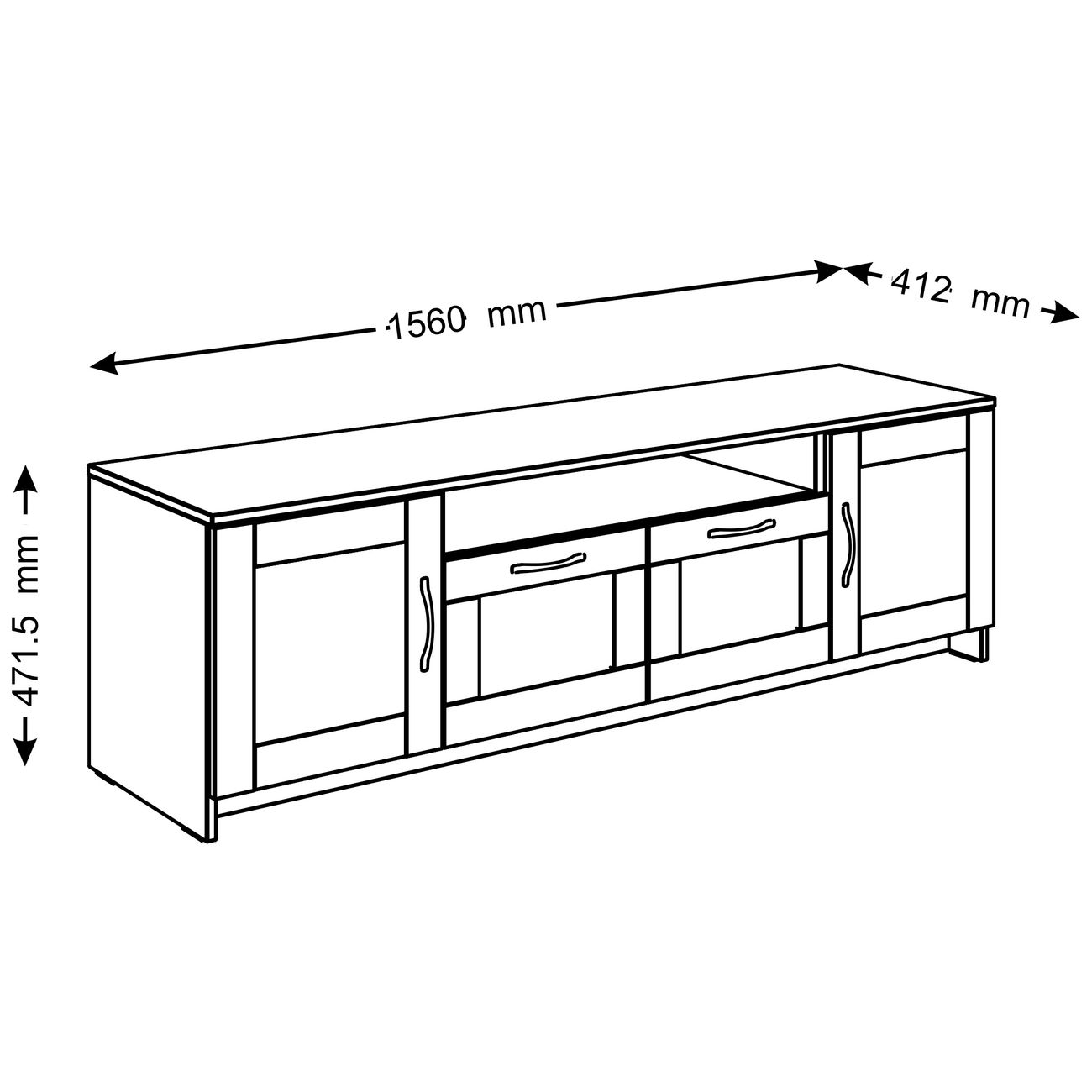 Тумба под телевизор Гуд Лакк Сириус 2 двери и 2 ящика 156х47 белый