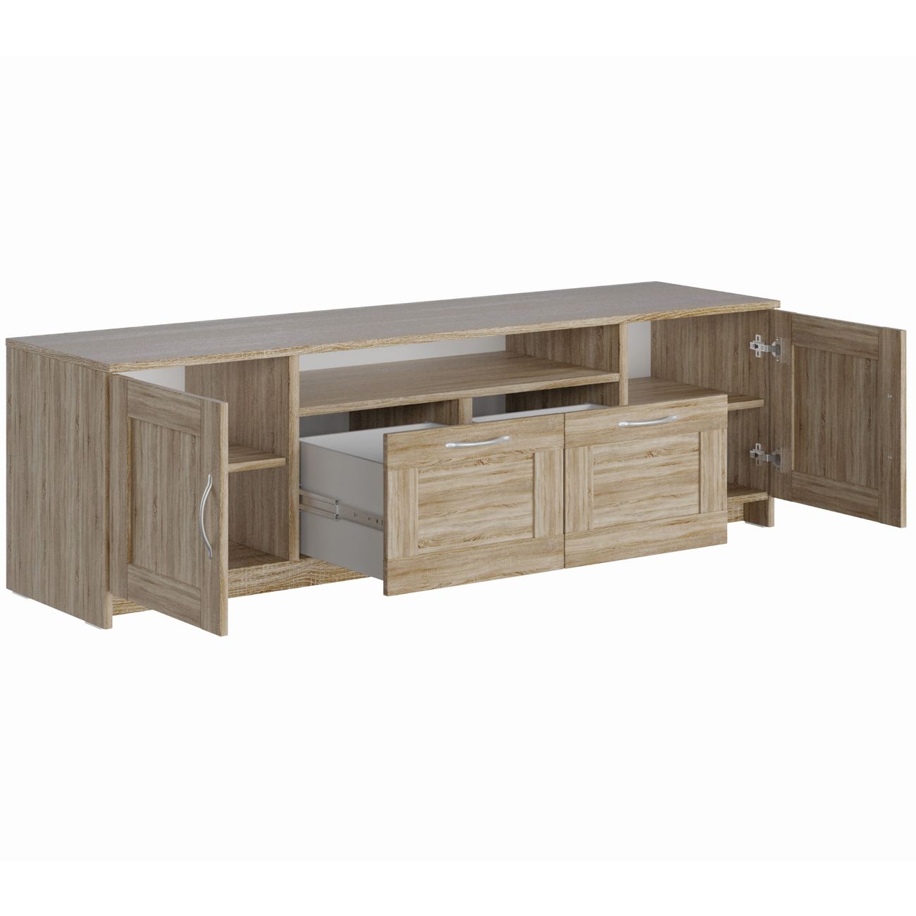 Тумба под телевизор Гуд Лакк Сириус 2 двери и 2 ящика 156х47, дуб сонома