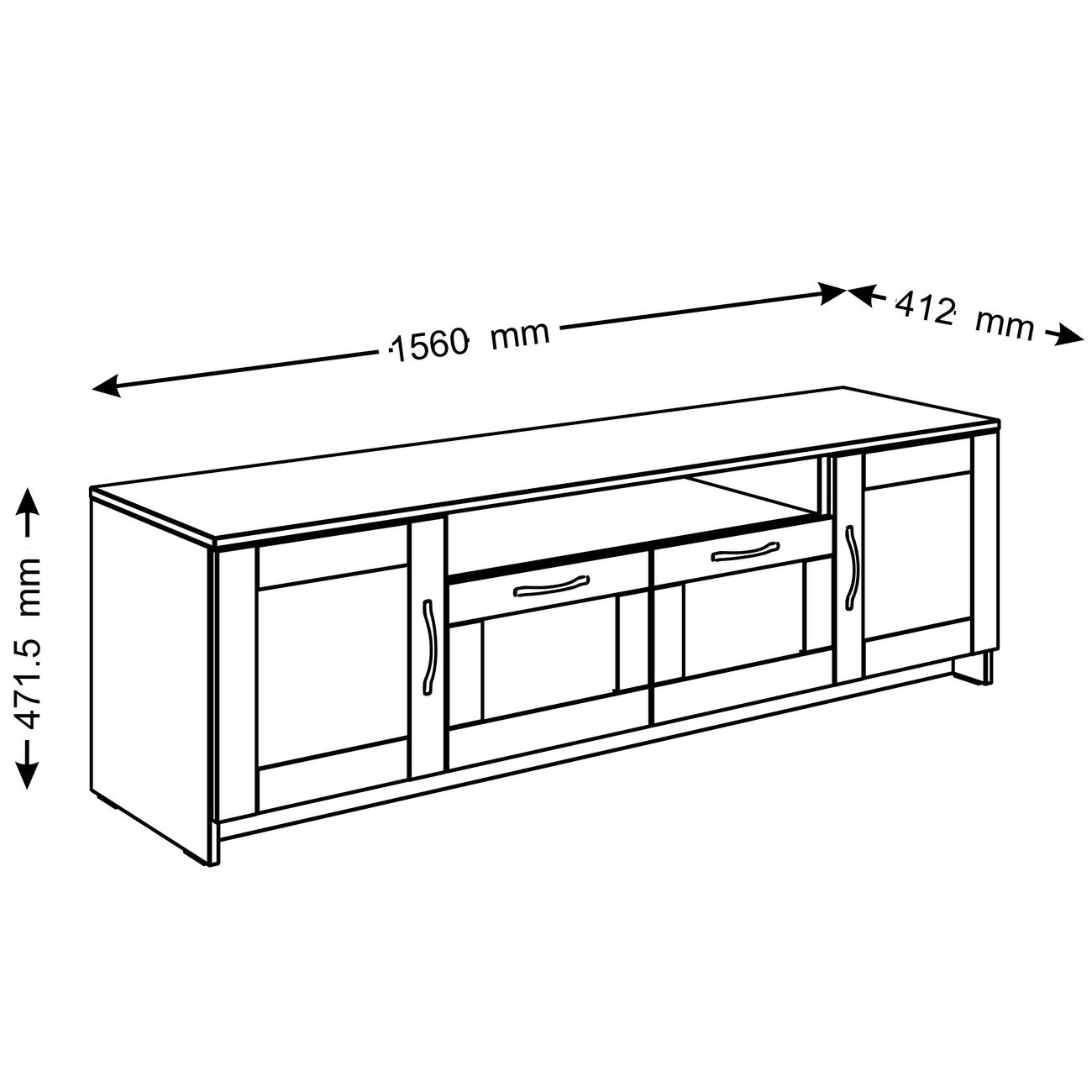 Тумба под телевизор Гуд Лакк Сириус 2 двери и 2 ящика 156х47, дуб сонома