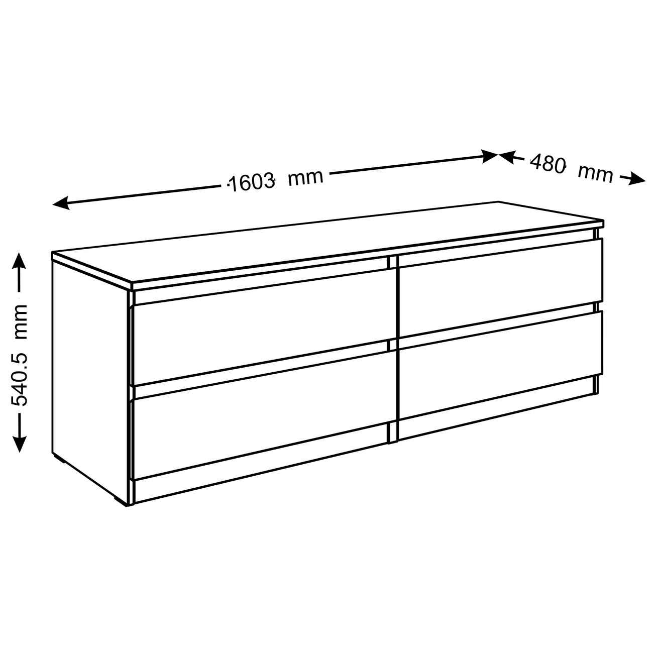 Тумба под телевизор Гуд Лакк Мальта 4 ящика 160х54, дуб сонома