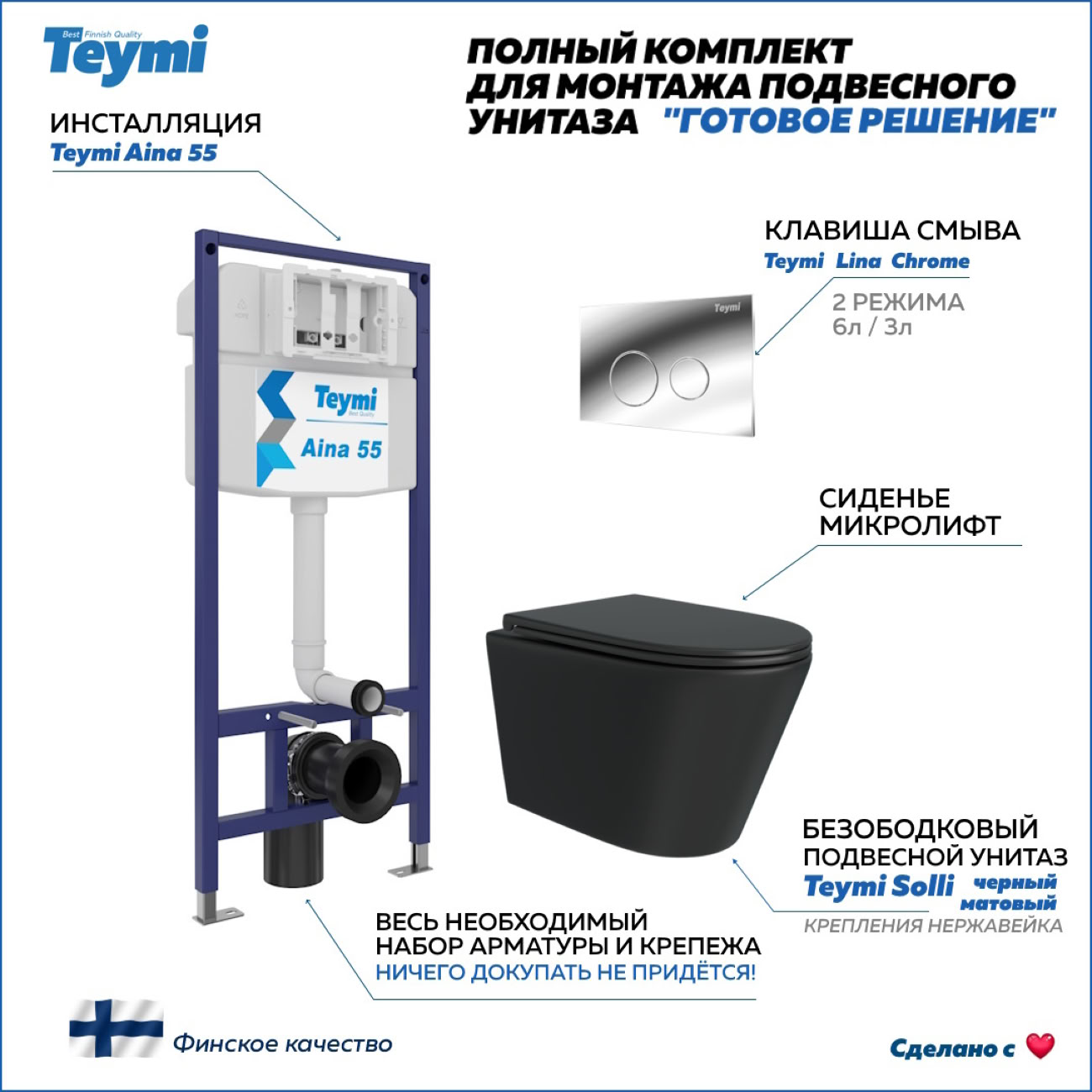 Унитаз Teymi T70035/T70102CH/T40201MB фото