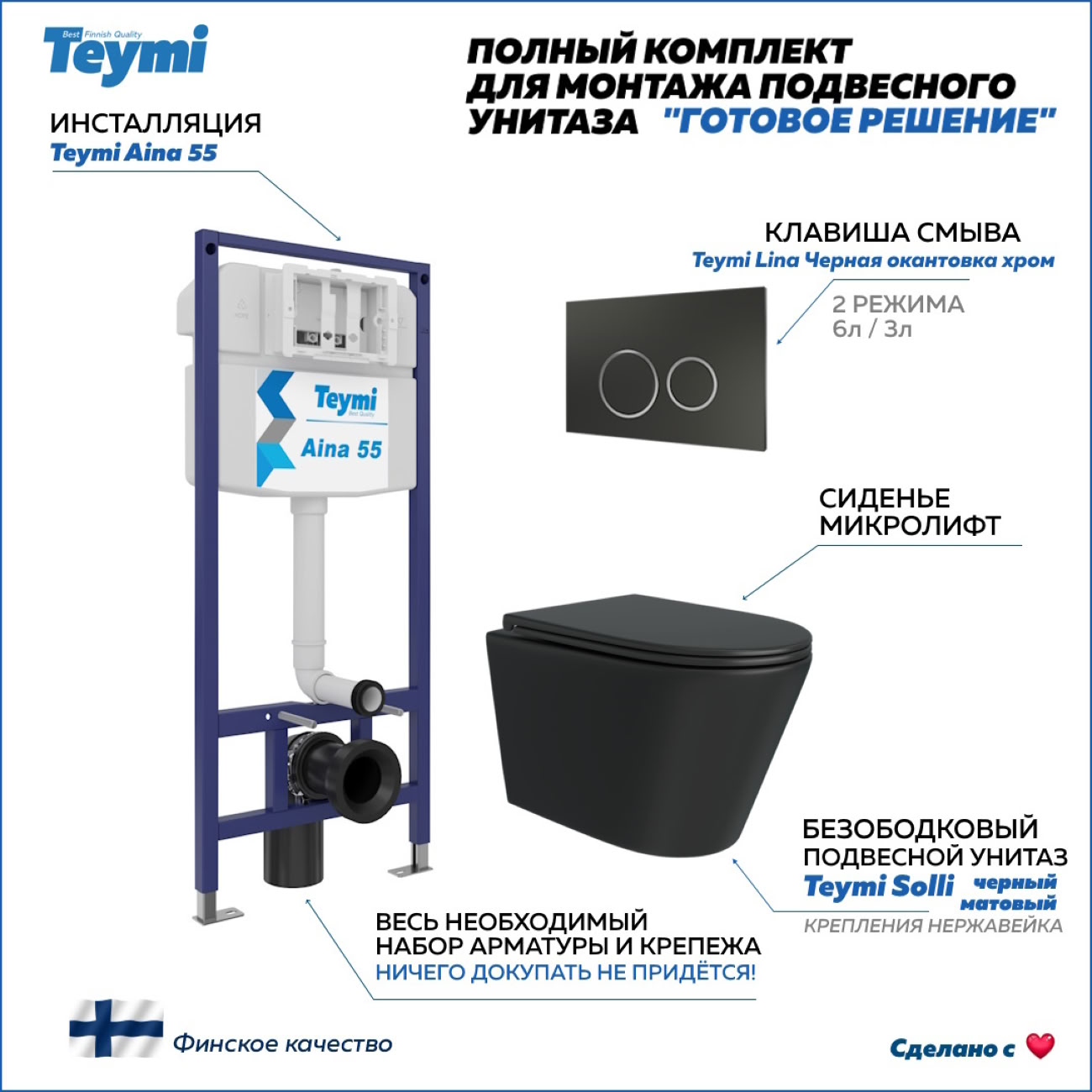 Унитаз Teymi T70035/T70105/T40201MB фото