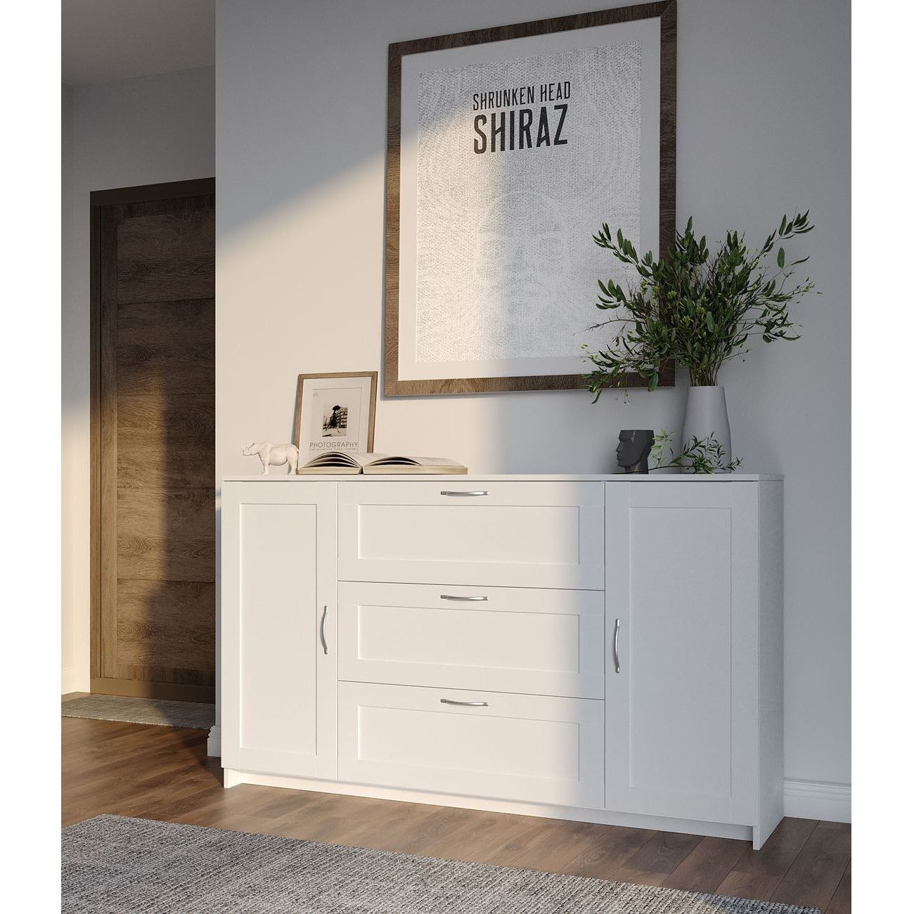 Тумба Гуд Лакк СИРИУС 2 двери и 3 ящика 156х95, белый