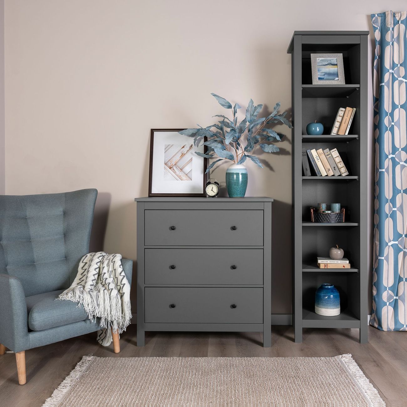 Комод бельевой Гуд Лакк САГА 3 ящика, серый