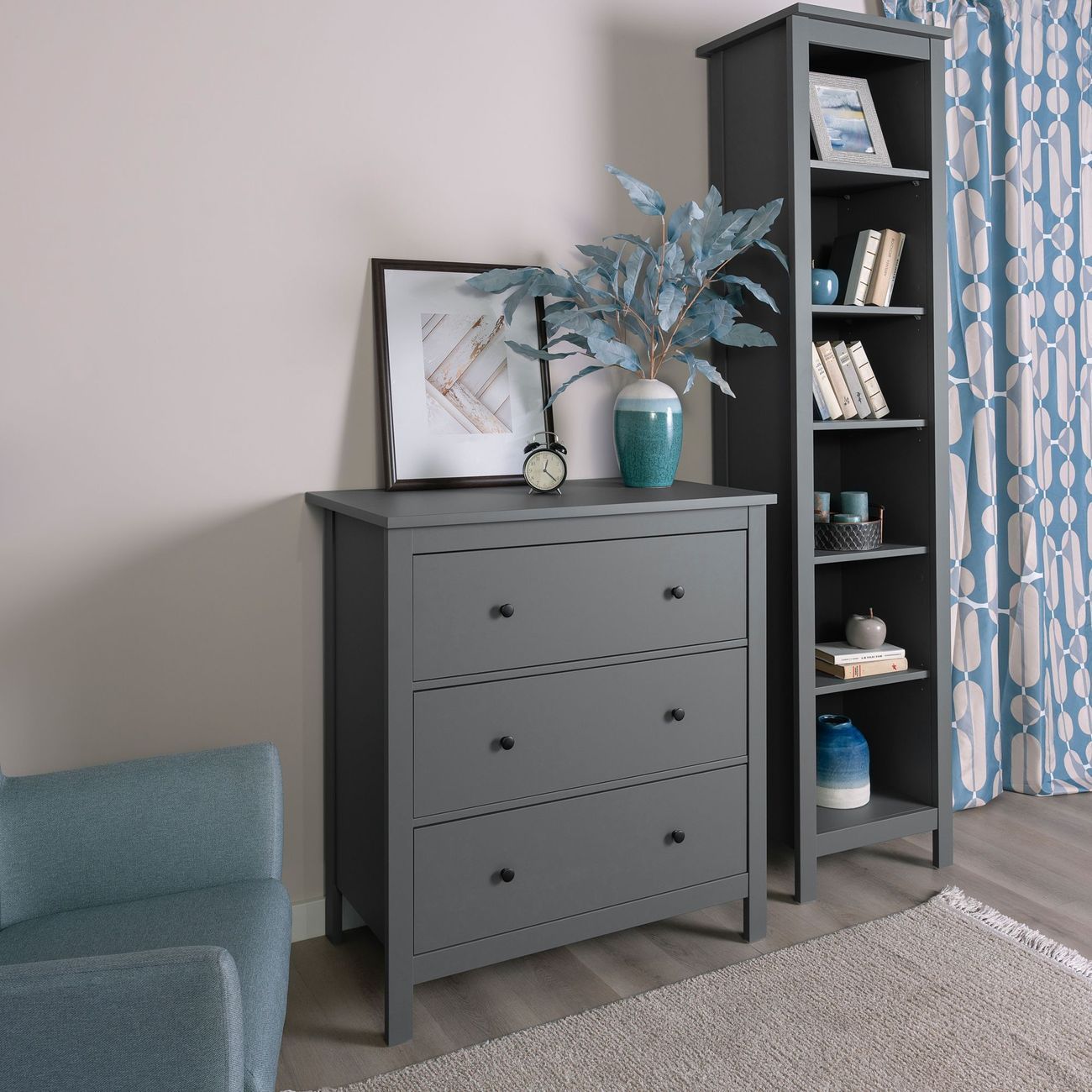 Комод бельевой Гуд Лакк САГА 3 ящика, серый