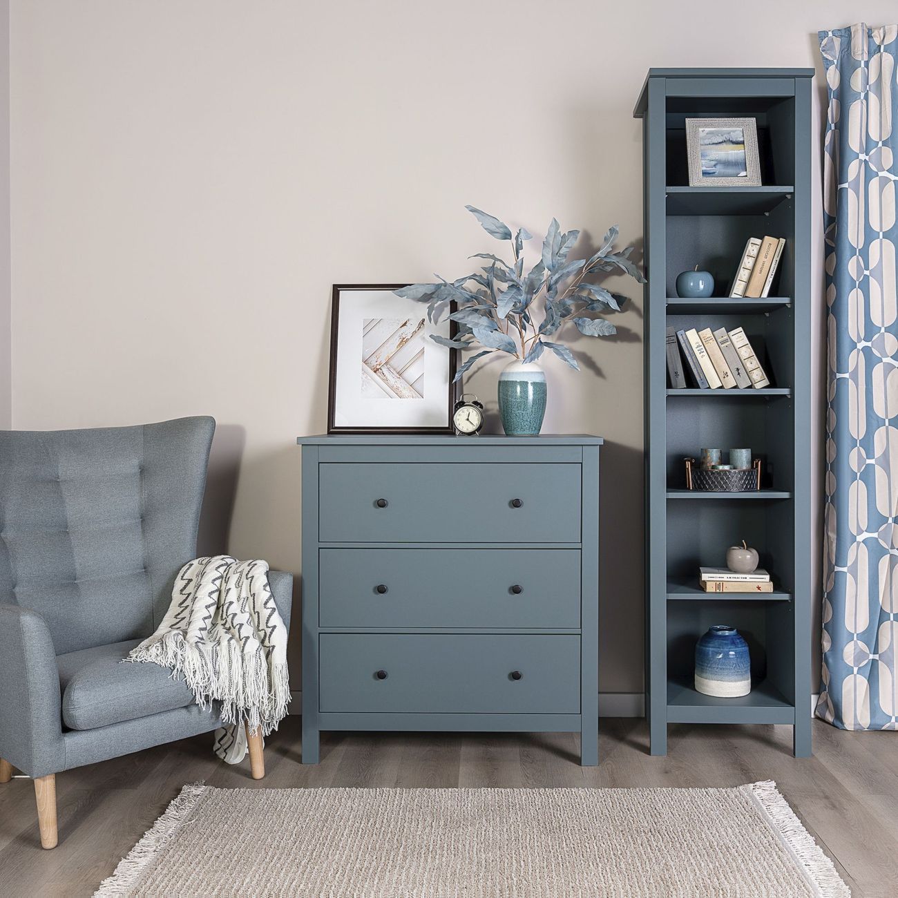 Комод бельевой Гуд Лакк САГА 3 ящика, темно-бирюзовый