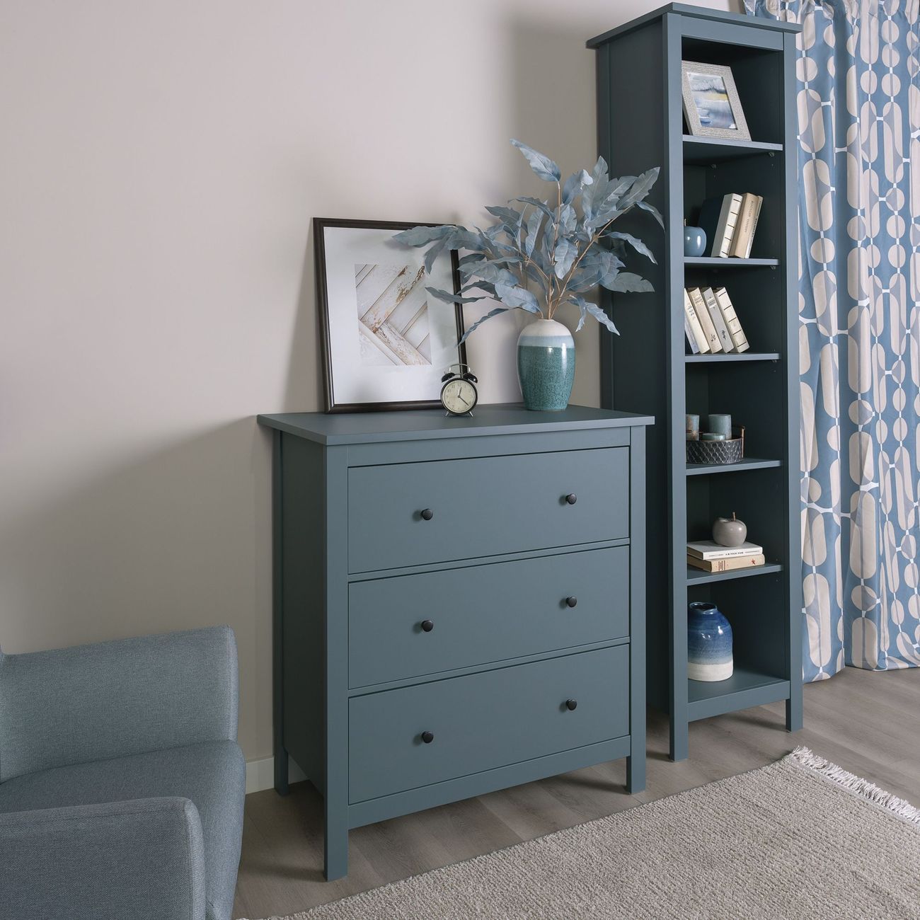 Комод бельевой Гуд Лакк САГА 3 ящика, темно-бирюзовый