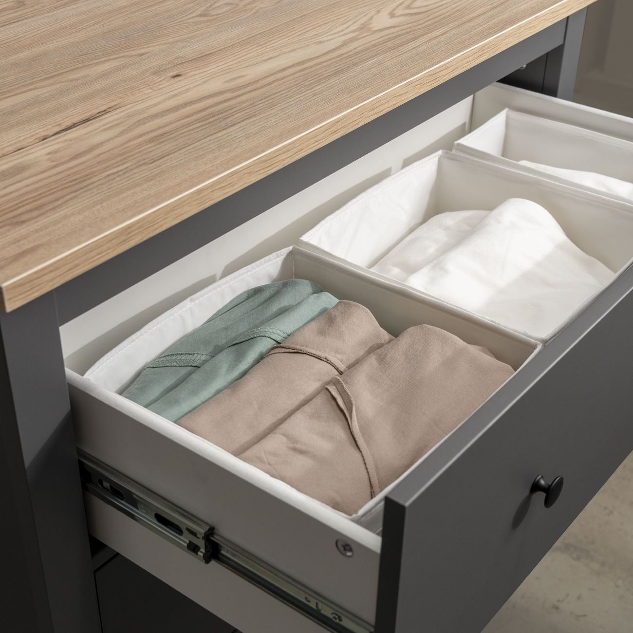 Комод Гуд Лакк САГА 3 ящика, серый/ясень