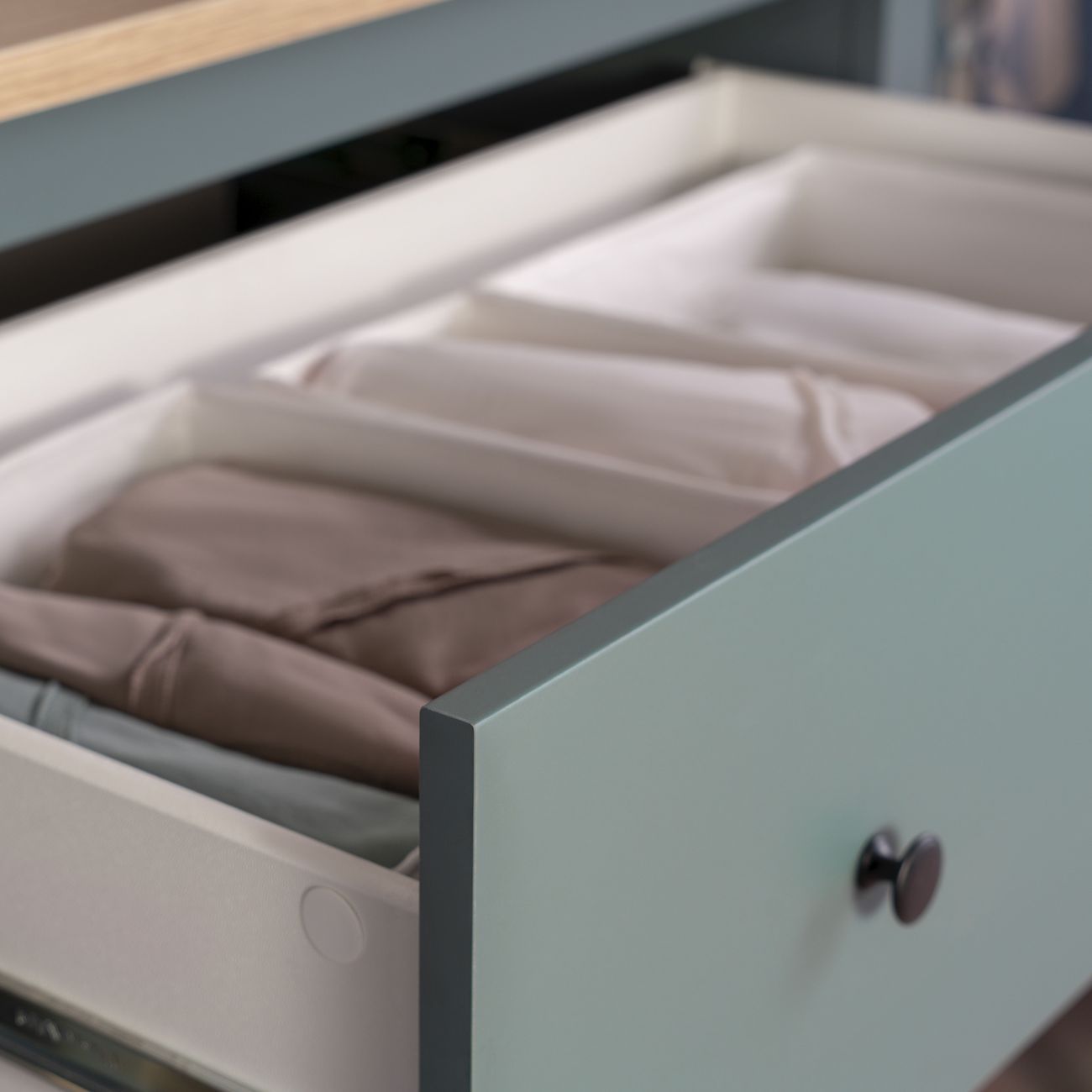 Комод бельевой Гуд Лакк САГА 3 ящика, темно-бирюзовый/ясень