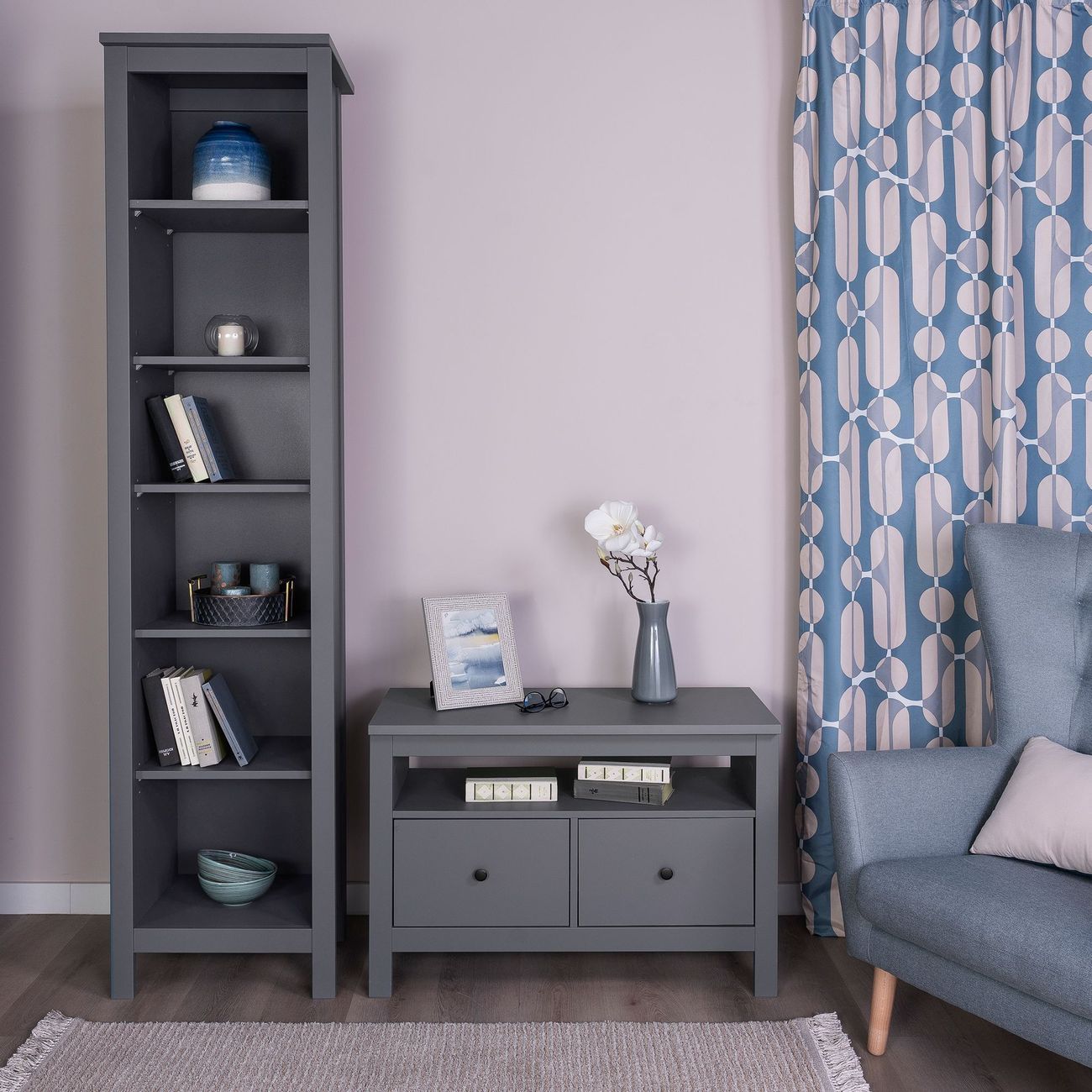 Тумба под телевизор Гуд Лакк САГА 2 ящика, серый