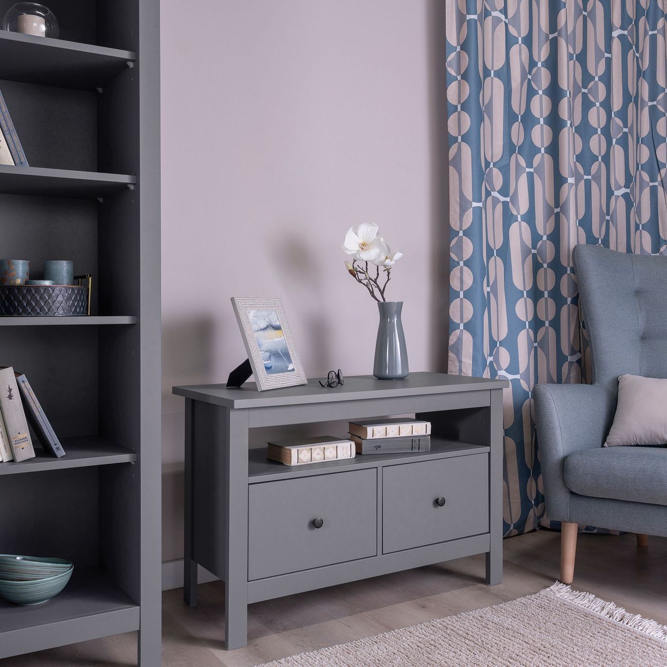 Тумба под телевизор Гуд Лакк САГА 2 ящика, серый