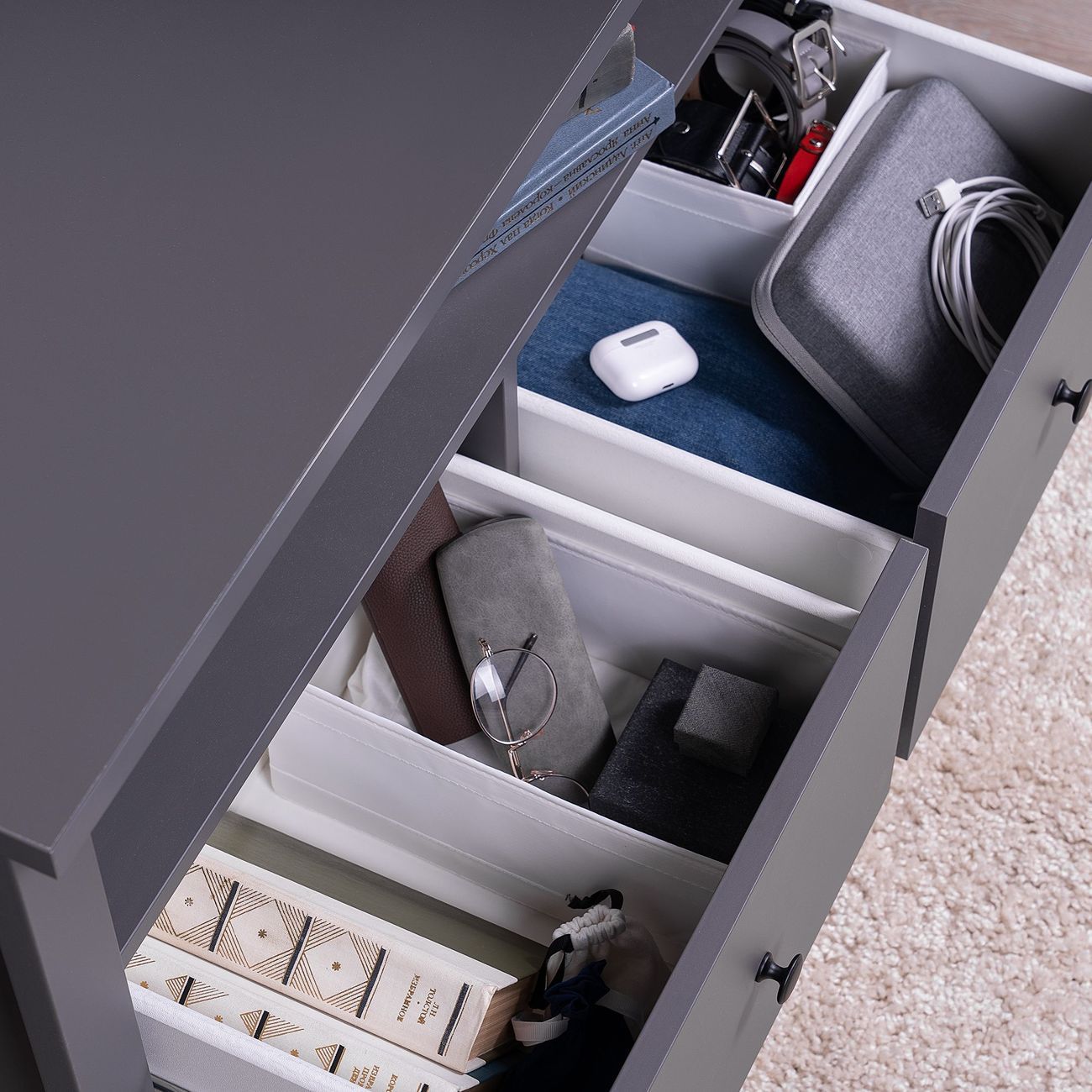 Тумба под телевизор Гуд Лакк САГА 2 ящика, серый