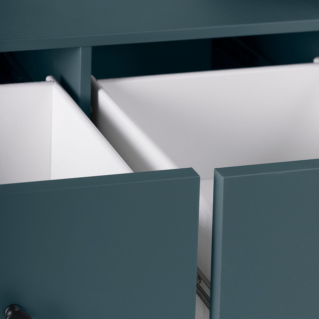 Тумба под телевизор Гуд Лакк САГА 3 ящика, темно-бирюзовый/ясень