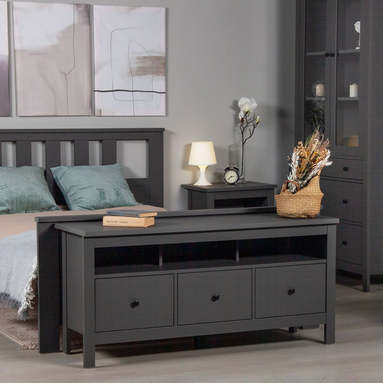 Тумба под телевизор Гуд Лакк САГА 3 ящика, серый