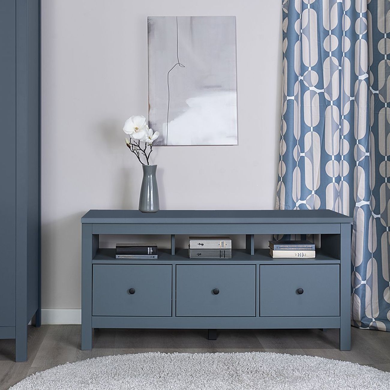 Тумба под телевизор Гуд Лакк САГА 3 ящика, темно-бирюзовый