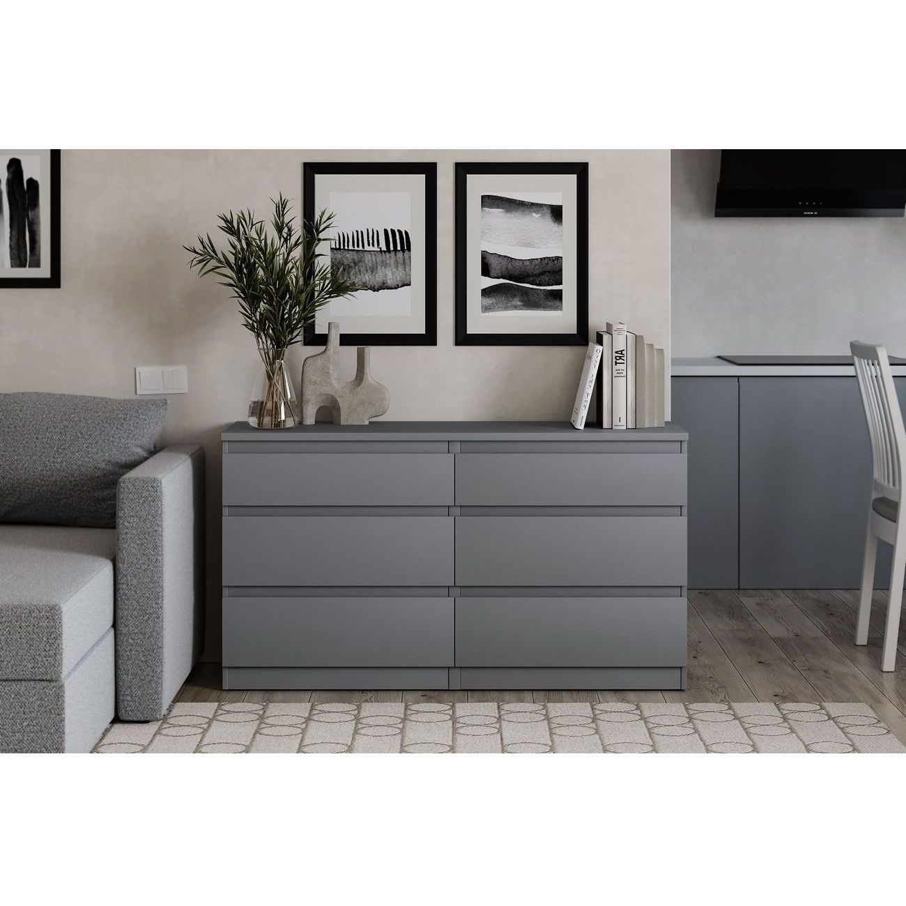Комод Гуд Лакк КАСТОР 6 ящиков, серый