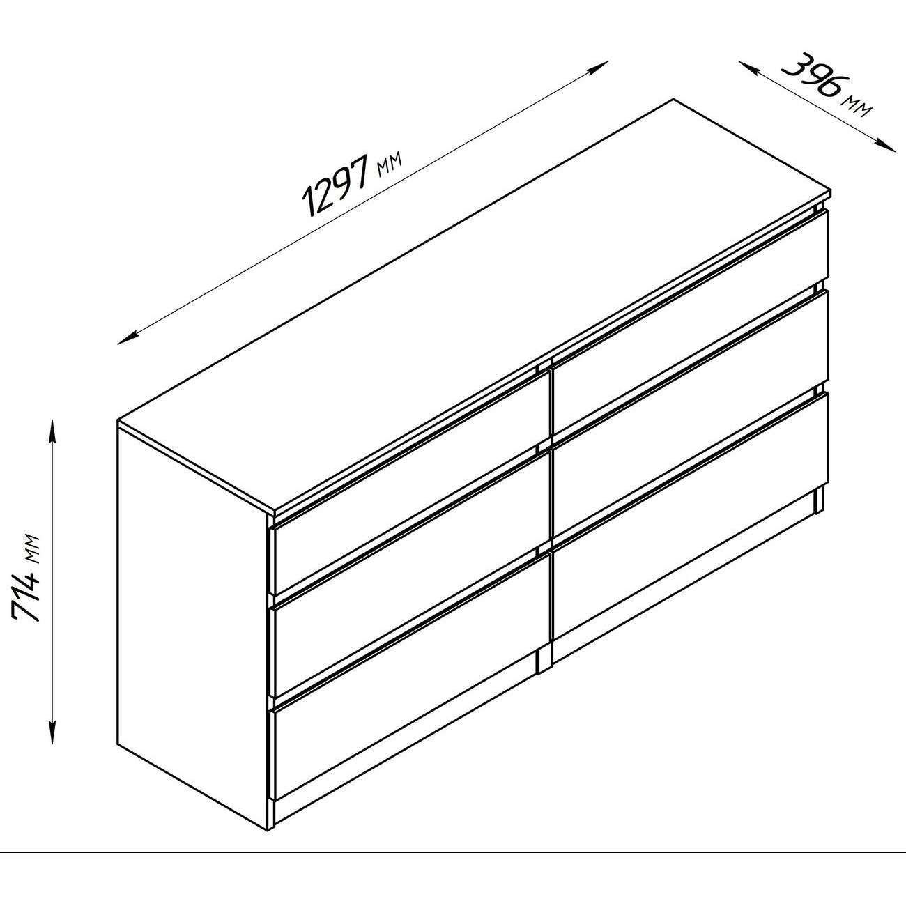 Комод Гуд Лакк КАСТОР 6 ящиков, серый