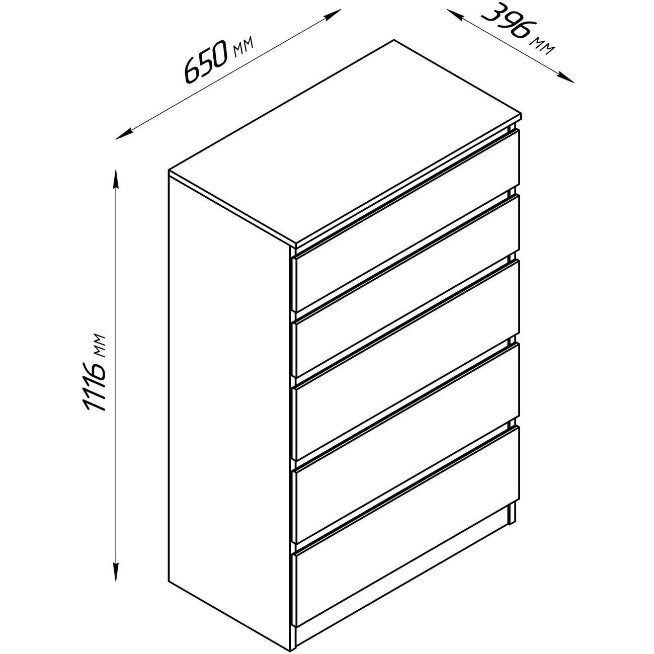 Комод Гуд Лакк Кастор 5 ящиков, серый