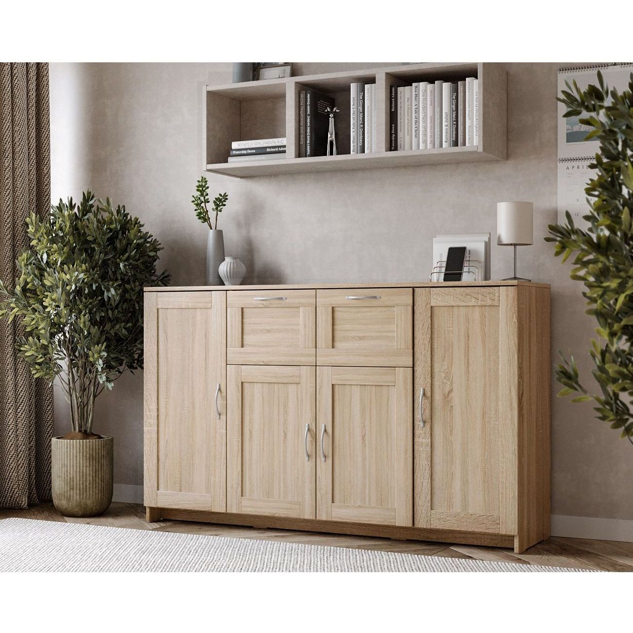 Тумба Гуд Лакк СИРИУС 4 двери и 2 ящика 156х95, дуб сонома