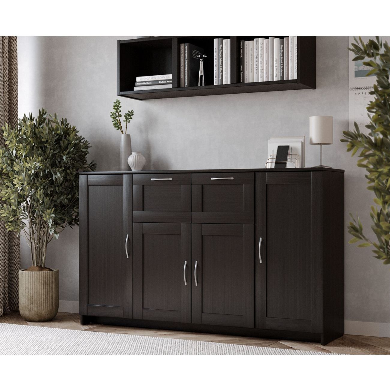 Тумба Гуд Лакк СИРИУС 4 двери и 2 ящика 156х95, дуб венге