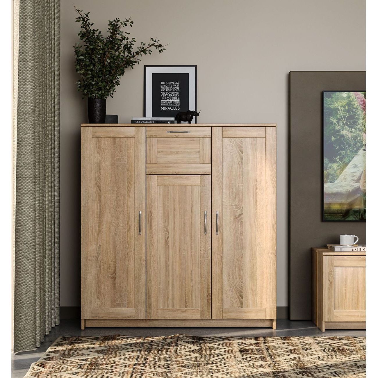 Тумба Гуд Лакк СИРИУС 3 двери и 1 ящик 117х123, дуб сонома