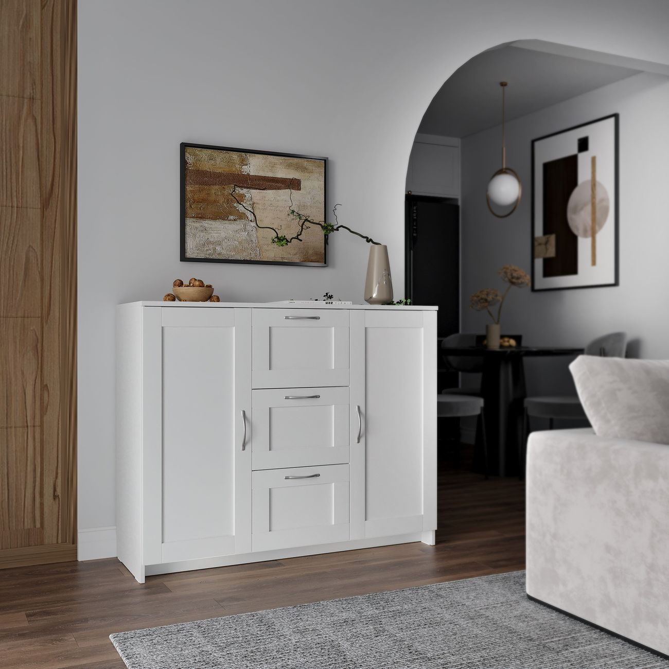 Тумба Гуд Лакк СИРИУС 2 двери и 3 ящика 117х95, белый